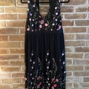 Ladies INC long halter dress. Beautiful embroidered flowers detail